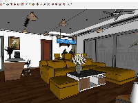 File Sketchup nội thất phòng khách bếp ban công