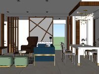 File sketchup nội thất phòng khách và ăn đẹp