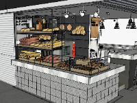 File sketchup nội thất Quán bán bánh mì