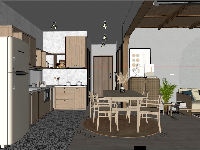 sketchup phòng khách,File sketchup phòng ăn,phòng khách bếp,Phòng khách sketchup,phòng bếp sketchup