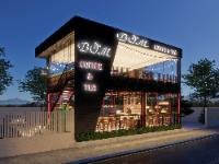 File sketchup Quán cafe 2 tầng phong cách industrial kích thước 8x10m