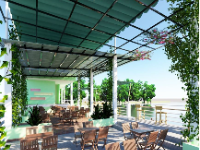 File sketchup quán cafe vườn ven sông