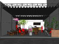 su quán cafe,sketchup quán cafe,quán cafe,sketchup quán