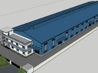 File sketchup thiết kế bao cảnh nhà xưởng