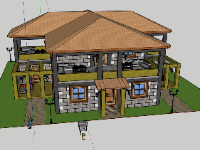 File sketchup thiết kế biệt thự 2 tầng đẹp