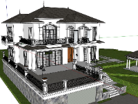 File sketchup thiết kế biệt thự 2 tầng đẹp nhất 3d