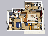 File sketchup thiết kế bố trí nội thất chung cư