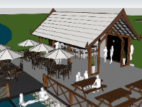 File sketchup thiết kế nhà hàng bên hồ đẹp