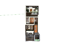 File sketchup thiết kế nhà phố 4 tầng 4.8x16m