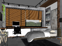 File sketchup thiết kế phòng ngủ hiện đại