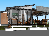 sketchup thiết kế quán cafe,sketchup quán cafe,mẫu quán cà phê sketchup