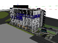File Sketchup tòa nhà văn phòng MITEK 18.000m2 quy mô 8 tầng nổi và 2 tầng hầm (landscape +kiến trúc)