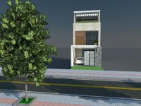 File Sketchup tổng hợp mẫu nhà phố hiện đại phối nội thất 5x20m (video vray)