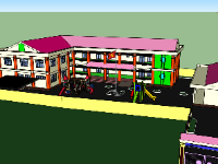 sketchup trường mầm non,trường mầm non,file su trường mầm non,phối cảnh trường mầm non