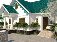 File sketchup và cad nhà vườn 18.6x20.4m
