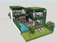 File sketchup villa 2 tầng 12x17m