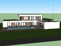 sketchup villa 2 tầng,model villa 2 tầng,thiết kế 3d biệt thự hiện đại