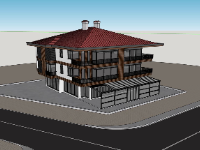 villa 3 tầng,sketchup villa 3 tầng,mẫu sketchup biệt thự 3 tầng,phối cảnh biệt thự 3 tầng