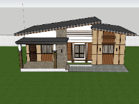 su biệt thự,sketchup biệt thự,su biệt thự 1 tầng,sketchup biệt thự 1 tầng