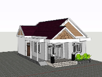 biệt thự 1 tầng,su biệt thự,sketchup biệt thự