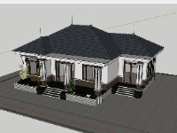 su biệt thự,sketchup biệt thự,biệt thự 1 tầng,biệt thự 1 tầng su