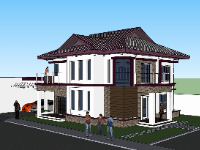 biệt thự 2 tầng,su biệt thự,sketchup biệt thự