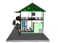 su nhà phố,sketchup nhà phố,su nhà phố 2 tầng,sketchup nhà phố 2 tầng