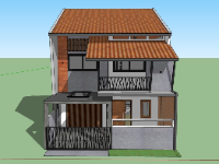 su nhà phố,sketchup nhà phố,su nhà phố 2 tầng,sketchup nhà phố 2 tầng