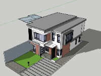 nhà phố,su nhà phố,sketchup nhà phố,su nhà phố 2 tầng,sketchup nhà phố 2 tầng