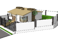 nhà cấp 4,thiết kế nhà cấp 4,sketchup nhà cấp 4,phối cảnh nhà cấp 4 sketchup,nhà cấp 4 nông thôn