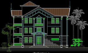 File thiết kế autocad Mẫu biệt 19,5 x 16,5m