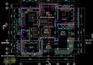 File thiết kế Autocad Mẫu biệt thự 11 x 13m