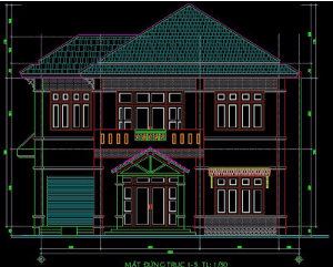 File thiết kế Autocad Mẫu biệt thự 12 x 12m x 2 tầng