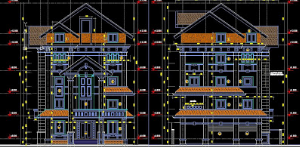 File thiết kế Autocad Mẫu biệt thự 12,4 x 18,4 m x 5 tầng