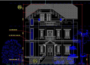 File thiết kế autocad Mẫu biệt thự 3 tầng