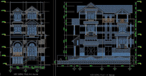 File thiết kế Autocad Mẫu biệt thự 8,5 x 20m