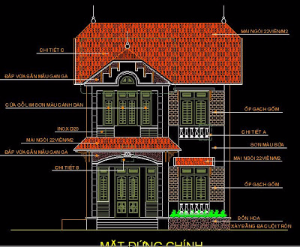 File thiết kế autocad Mẫu nhà 2 tầng