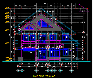 File thiết kế Biệt thự (lầu) gồm: mặt đứng, mặt cắt, mặt bằng