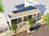 File thiết kế kiến trúc + kết cấu nhà phố 2 tầng trên đất chéo diện tích hẹp kích thước: 5.02x13.51m