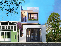 File thiết kế kiến trúc,kết cấu, điện nước, ảnh 3D phối cảnh ngoại thất nhà phố 2 tầng kích thước: 5.1x19.28m
