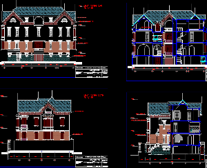 File thiết kế mẫu biệt thự song lập kiểu pháp đẹp (Kiến trúc, kết cấu, nước)