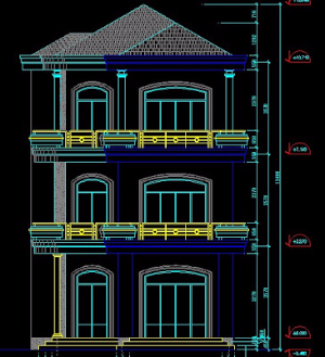 Bản vẽ autocad,nhà 3 tầng,thiết kế nhà 3 tầng,bản vẽ nhà 3 tầng