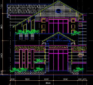 File thiết kế mẫu nhà biệt thự 2 tầng kích thước 9.6x15.85m