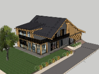 su nhà gỗ,sketchup nhà gỗ,su nhà gỗ 2 tầng