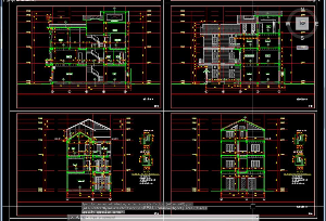 File thiết kế nhà mặt phố 4 tầng kích thước 10x18m