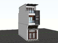 nhà phố 3 tầng,file sketchup nhà phố 3 tầng,mẫu nhà phố 3 tầng,phối cảnh nhà phố 3 tầng