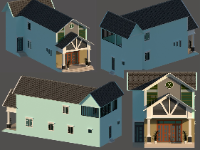 Full Cad + sketchup Nhà chữ L 2 tầng mái ngói 7x16.7m