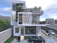 Full file cad bản vẽ biệt thự 2 tầng 1 tum hiện đại 10x9.65m, đầy đủ phối cảnh nội ngoaiji thất, điện nước, dự toán.