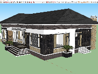 Full file Sketchup 2018 + bản vẽ thiết kế nhà cấp 4 mái nhật kích thước: 13.41x17.2m