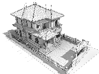 Full hồ sơ kiến trúc Revit Biệt thự 2 tầng mái Nhật 11.84x15.55m